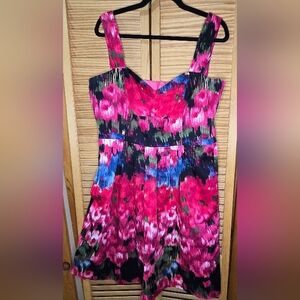 Donna Ricco Vibrant Pink & Blue Party Dress – Size 14 – Eye-Catching & Chic